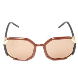 Prada Brown Acetate Geometric Design Frame SPR20X Oversized Sunglasses