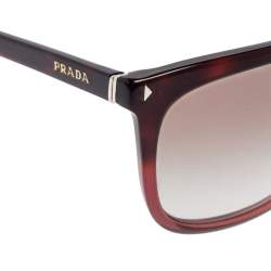 Pre Owned نظارة شمسية برادا أسيتات SPR 12R مربعة أحمر داكن متدرجة