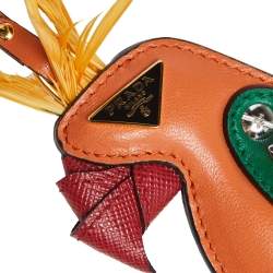 Pre Owned Prada Multicolor Leather and Feather Parrot Key Chain