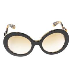 Prada Black/Brown Tortoise Acetate SPR 27N Baroque Gradient Oversized Sunglasses