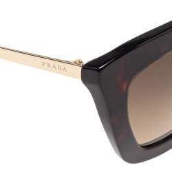 Pre Owned Prada Dark Brown Tortoise Acetate SPR 09Q Gradient Cat Eye Sunglasses