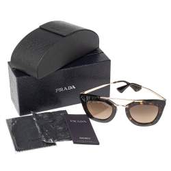 Pre Owned Prada Dark Brown Tortoise Acetate SPR 09Q Gradient Cat Eye Sunglasses