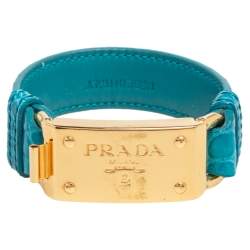 مملوكة مسبقًا Prada Green Crocodile Leather Gold Tone Bracelet