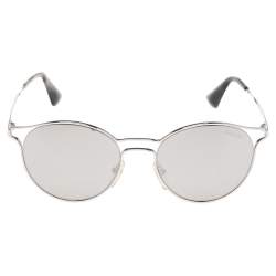 Pre Owned Prada Silver SPR62S Silver Tone Metal Round Sunglasses