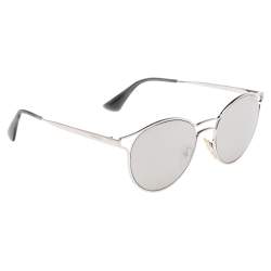 Pre Owned Prada Silver SPR62S Silver Tone Metal Round Sunglasses