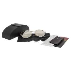 Pre Owned Prada Silver SPR62S Silver Tone Metal Round Sunglasses