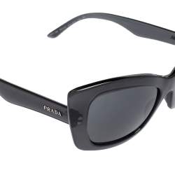 Pre Owned Prada Black Acetate SPR19M Cat Eye Sunglasses