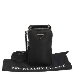 Pre Owned Prada Black Nylon and Leather Smartphone Crossbody Case Bag