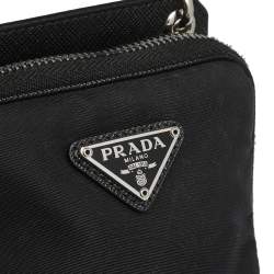Pre Owned Prada Black Nylon and Leather Smartphone Crossbody Case Bag