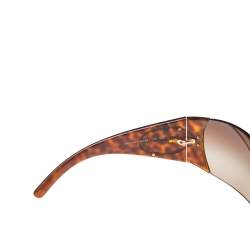 Pre Owned Prada Brown Tortoise SPR16H Shield Sunglasses 