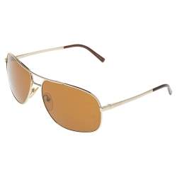 Pre Owned Prada Gold Tone/ Brown SPR53M Aviator Sunglasses