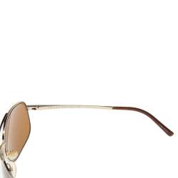 Pre Owned Prada Gold Tone/ Brown SPR53M Aviator Sunglasses