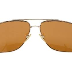 Pre Owned Prada Gold Tone/ Brown SPR53M Aviator Sunglasses