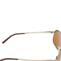 Pre Owned Prada Gold Tone/ Brown SPR53M Aviator Sunglasses