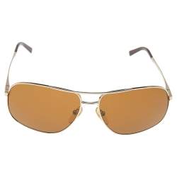 Pre Owned Prada Gold Tone/ Brown SPR53M Aviator Sunglasses
