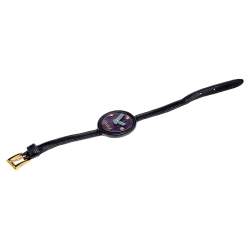 Pre Owned Prada Black & Purple Leather Watch Bracelet 