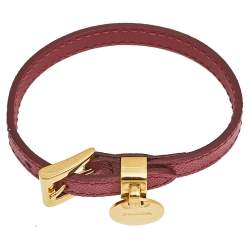Pre Owned Prada Pink Buckle Closure Saffiano Leather Bracelet