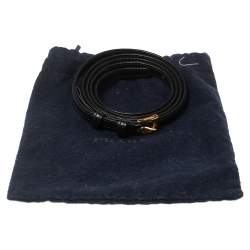 Pre Owned Prada Black Saffiano Lux Leather Slim Buckle Belt 80CM