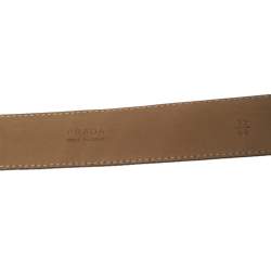 Pre Owned Prada Beige Leather Buckle Belt 80CM