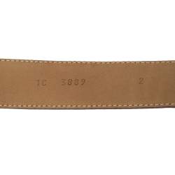 Pre Owned Prada Beige Leather Buckle Belt 80CM