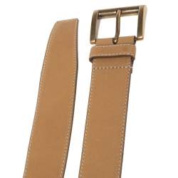 Pre Owned Prada Beige Leather Buckle Belt 80CM