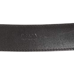 Prada Cream/Black Lizard Buckle Belt 90CM