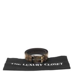 Prada Cream/Black Lizard Buckle Belt 90CM