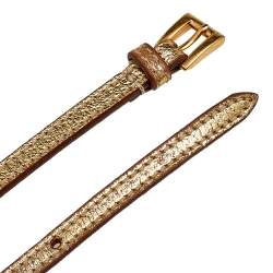 Pre Owned Prada Metallic Gold Leather Thin Waist Belt 80 CM