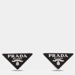 Prada Symbole Black Enamel Sterling Silver Stud Earrings Prada | TLC