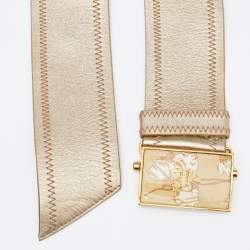 Prada Metallic Gold Leather Waist Belt 85 CM