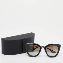 Pre Owned Prada Black/Gold Brown Gradient SPR 53S Cinema Cat-Eye Sunglasses