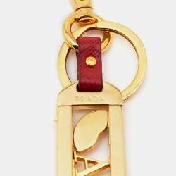 Prada Red Leather My Character Slot Key Chain