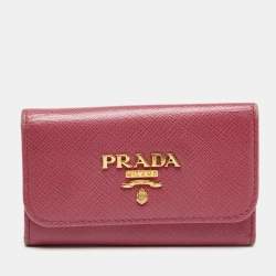 Prada Pink Saffiano Lux Leather Key Case Holder