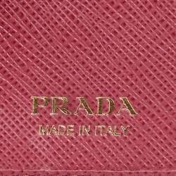 Prada Pink Saffiano Lux Leather Key Case Holder