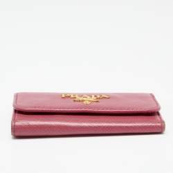 Prada Pink Saffiano Lux Leather Key Case Holder