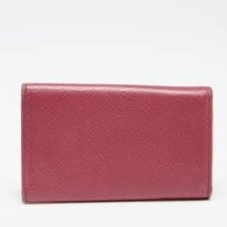 Prada Pink Saffiano Lux Leather Key Case Holder