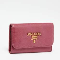 Prada Pink Saffiano Lux Leather Key Case Holder