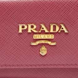 Prada Pink Saffiano Lux Leather Key Case Holder