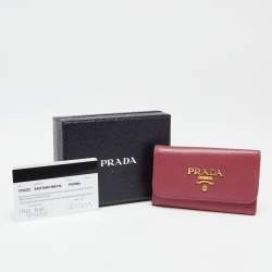 Prada Pink Saffiano Lux Leather Key Case Holder