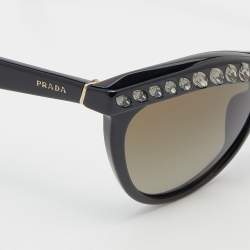 Prada Black/Green Gradient SPR 04P Crystal Embellished Cat Eye Sunglasses