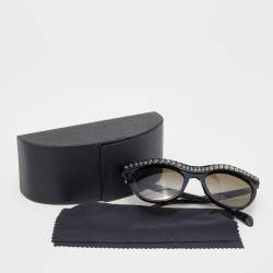 Prada Black/Green Gradient SPR 04P Crystal Embellished Cat Eye Sunglasses