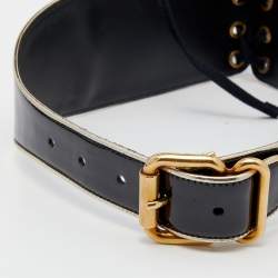 Prada Black Patent Leather Corset Waist Belt 75 CM