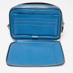 Pre Owned Prada Blue Saffiano Leather Wristlet Travel Organizer