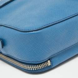 Pre Owned Prada Blue Saffiano Leather Wristlet Travel Organizer
