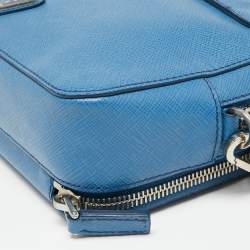 Pre Owned Prada Blue Saffiano Leather Wristlet Travel Organizer