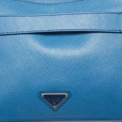 Pre Owned Prada Blue Saffiano Leather Wristlet Travel Organizer