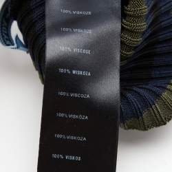 Prada Navy & Green Striped Rib Knit Leg Warmers