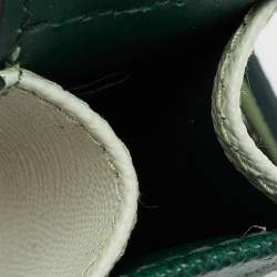 Pre Owned Prada Two Tone Green Saffiano Leather Lipstick Holder Key Ring