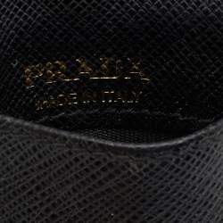 Pre Owned Prada Black Saffiano Leather Badge Holder