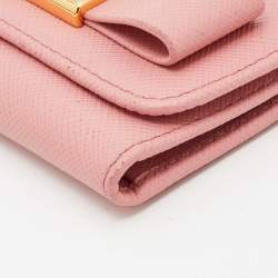 Prada Pink Saffiano Leather Key Case Holder